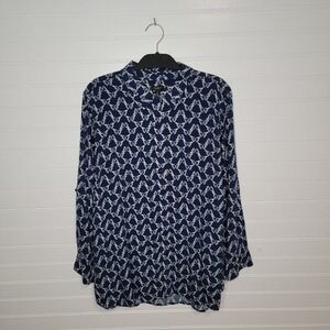 Talbots Plus Size 3XP Petite Button Up Top Butterfly Novelty Artsy Cottage Prep